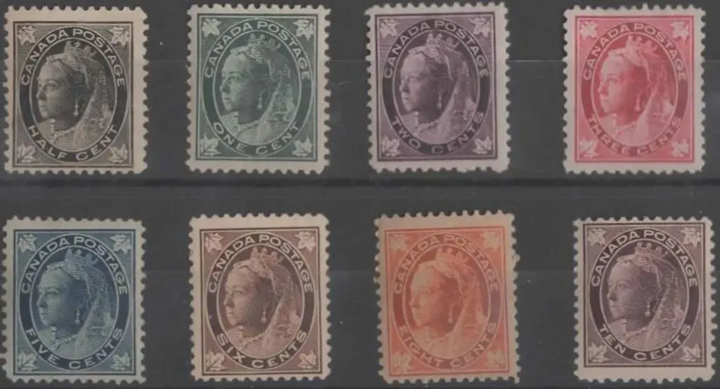 Canada 1897/98 QV "Four Leaves" set of 8 MUH/MLH ... Image 1++