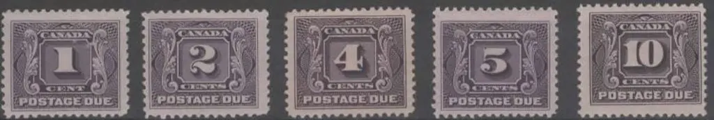 Canada 1906/28 Postage Dues simplified set of 5. ... Image 1++