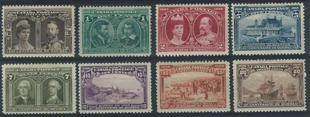Canada 1908 Quebec Tercentenary set of 8 MLH. A ... Image 1++