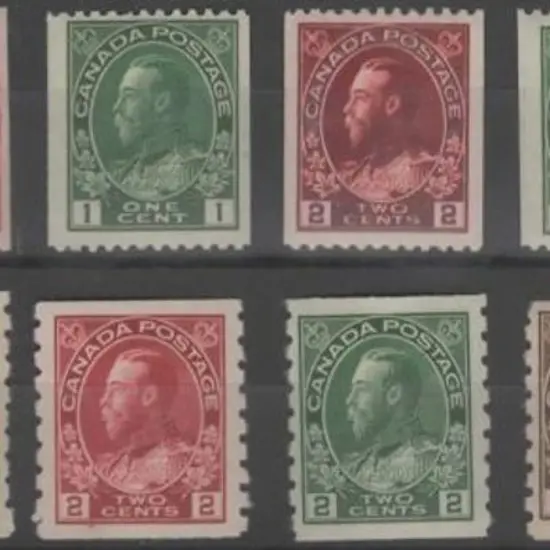 Canada 1912/21 KGV coils perf. 8 x imperf (1¢ & ...