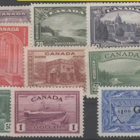 Canada 1935 & 1937/38 Defins 10¢ to $1 MLH, 1946 ...
