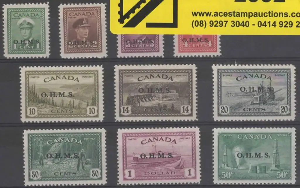 Canada 1949 "OHMS" official ovpts to $1 (no 7¢ ... Image 1++