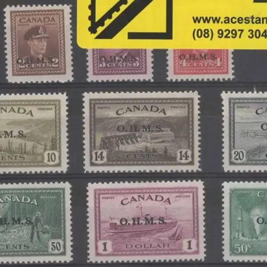 Canada 1949 "OHMS" official ovpts to $1 (no 7¢ ...
