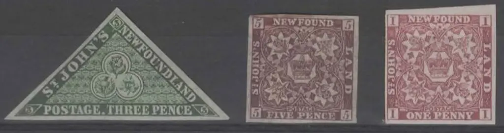 Canada-Newfoundland 1860 3d green & 5d Venetian ... Image 1++
