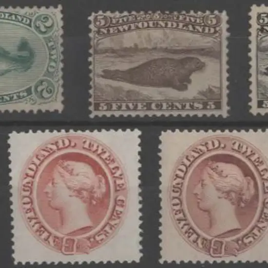 Canada-Newfoundland 1865/70 2¢ green, 5¢ brown, ...