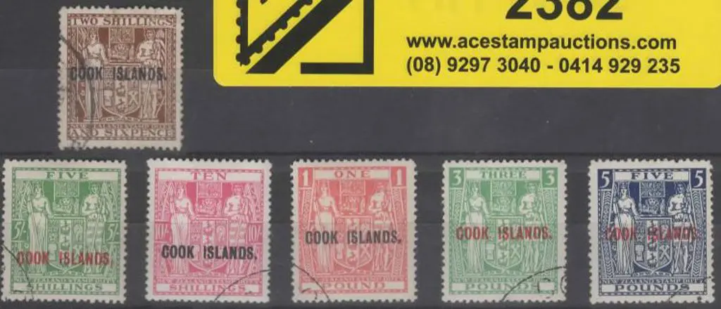 Cook Is. 1943/54 2/6d to £5 "used" with the 2/6d ... Image 1++
