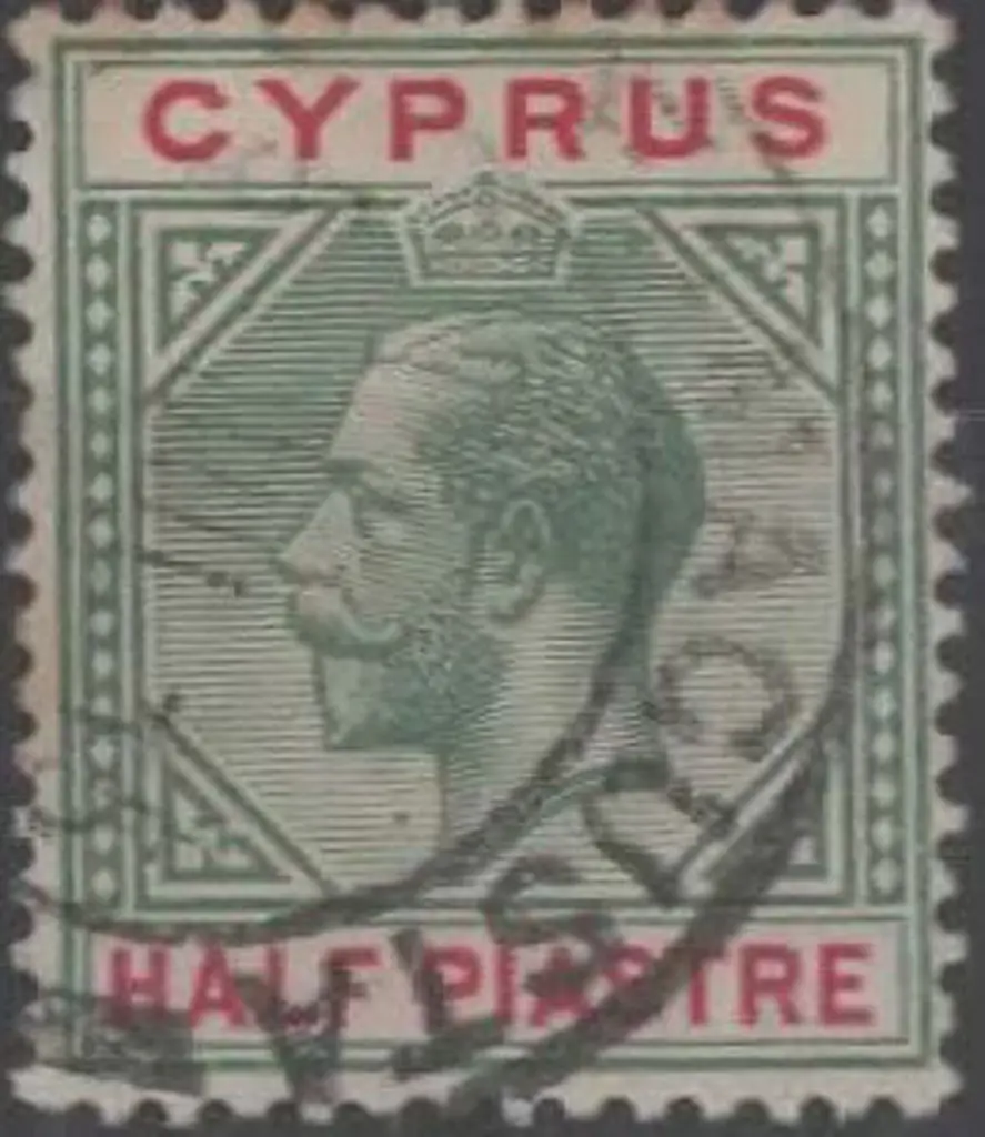 Cyprus 1912/15 ½pi green & carmine with "broken ... Image 1++