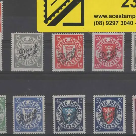 Danzig 1924/25 Arms set of 11 with Official ovpts. ...