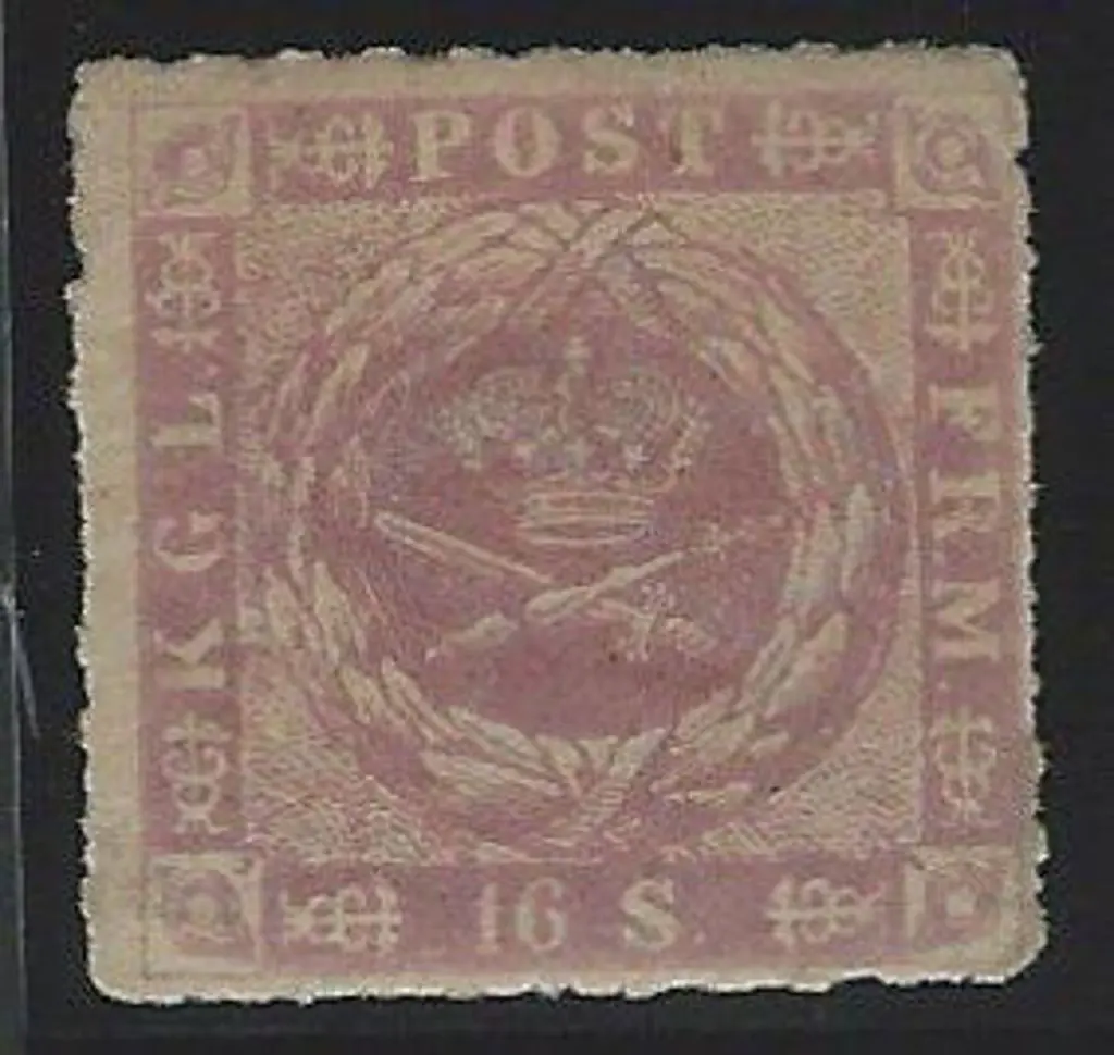 Denmark 1863 16sk rosy mauve rouletted 11. Large ... Image 1++