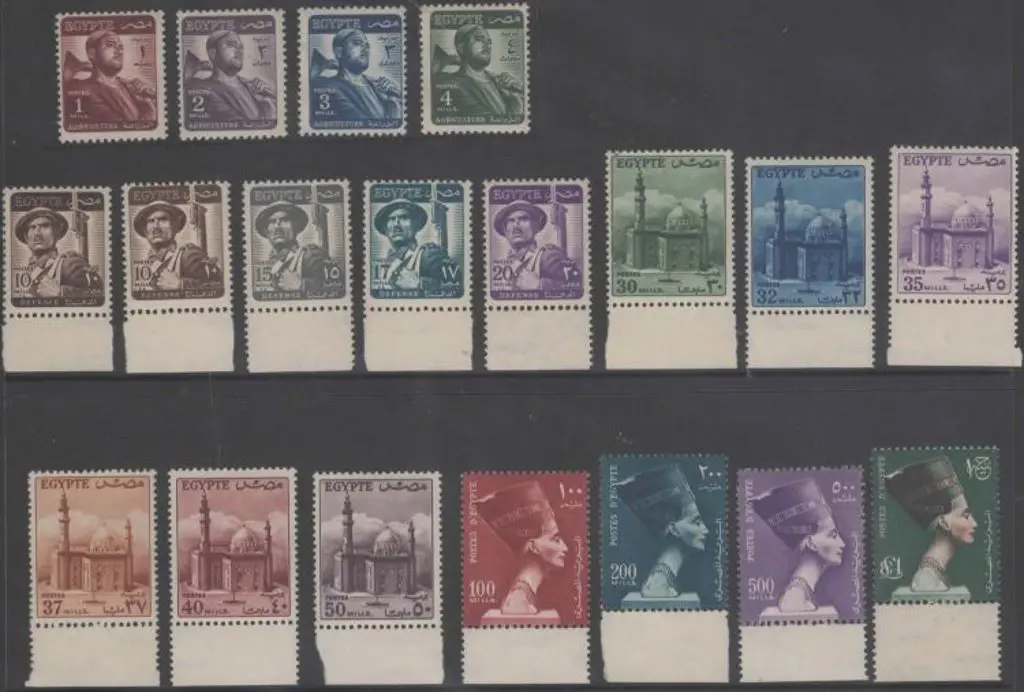 Egypt 1953 Agriculture, Defence & Queen Nefertiti ... Image 1++