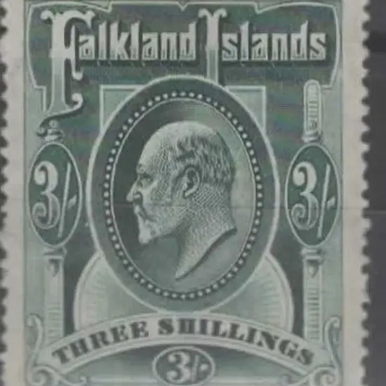 Falkland Islands 1904/12 3/- deep green KEVII. ...