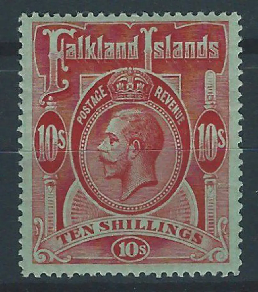 Falkland Islands 1914 10/- red/green KGV. Fresh ... Image 1++