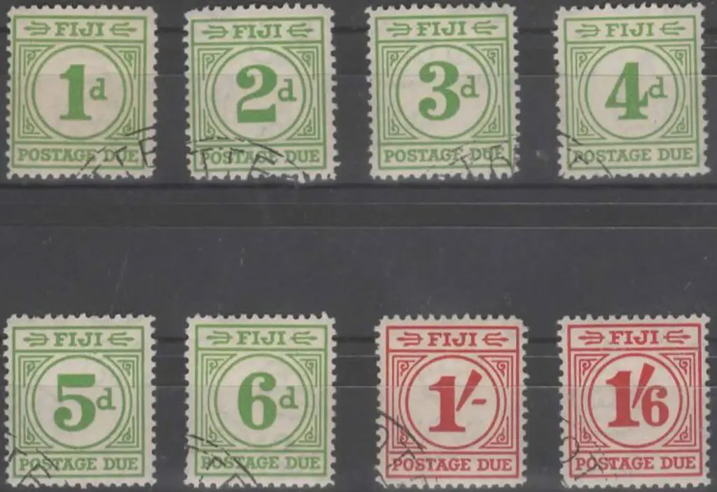 Fiji 1940 Postage Dues set of 8 all used but with ... Image 1++