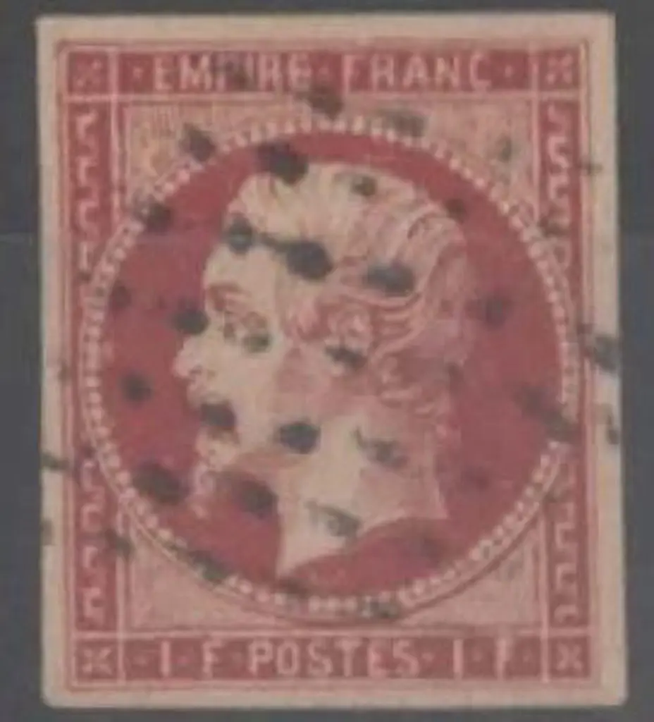 France 1853/61 1f carmine imperf with 4 wide ... Image 1++