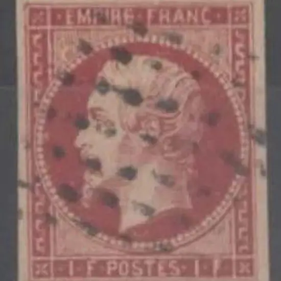 France 1853/61 1f carmine imperf with 4 wide ...