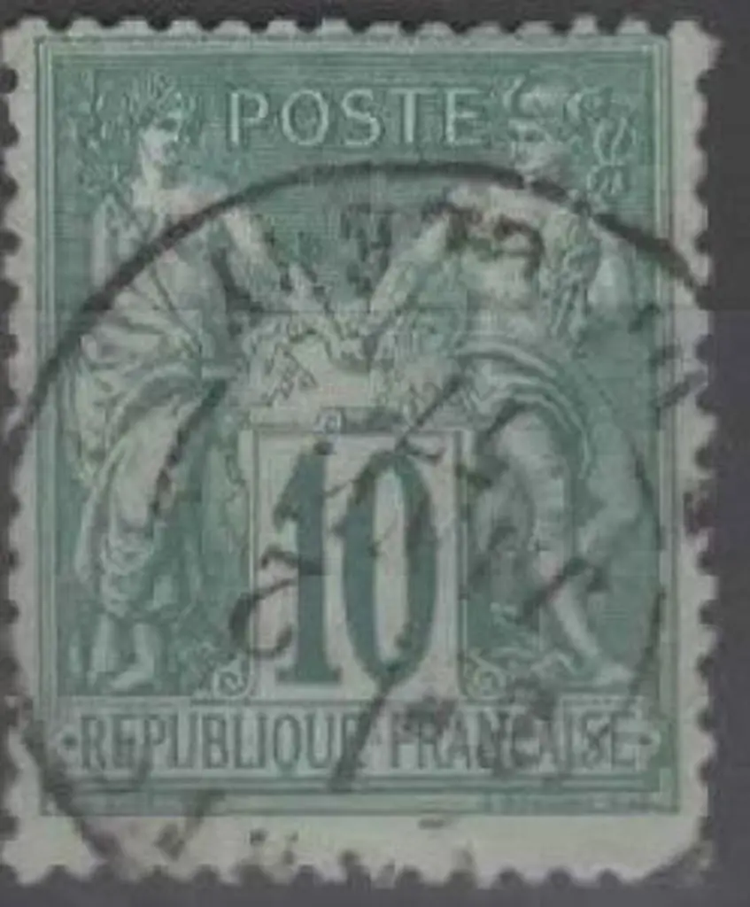 France 1867/85 10f green Type II. F/U with dealers ... Image 1++