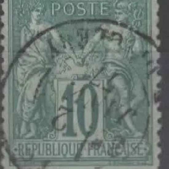 France 1867/85 10f green Type II. F/U with dealers ...