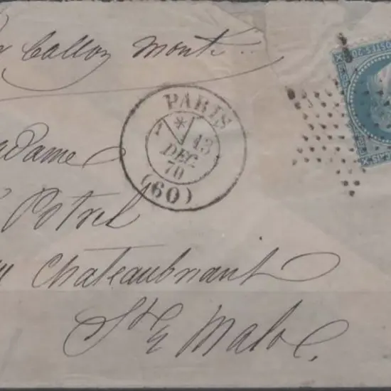 France 1870 (13th Dec) Balloon Mail entire with ...