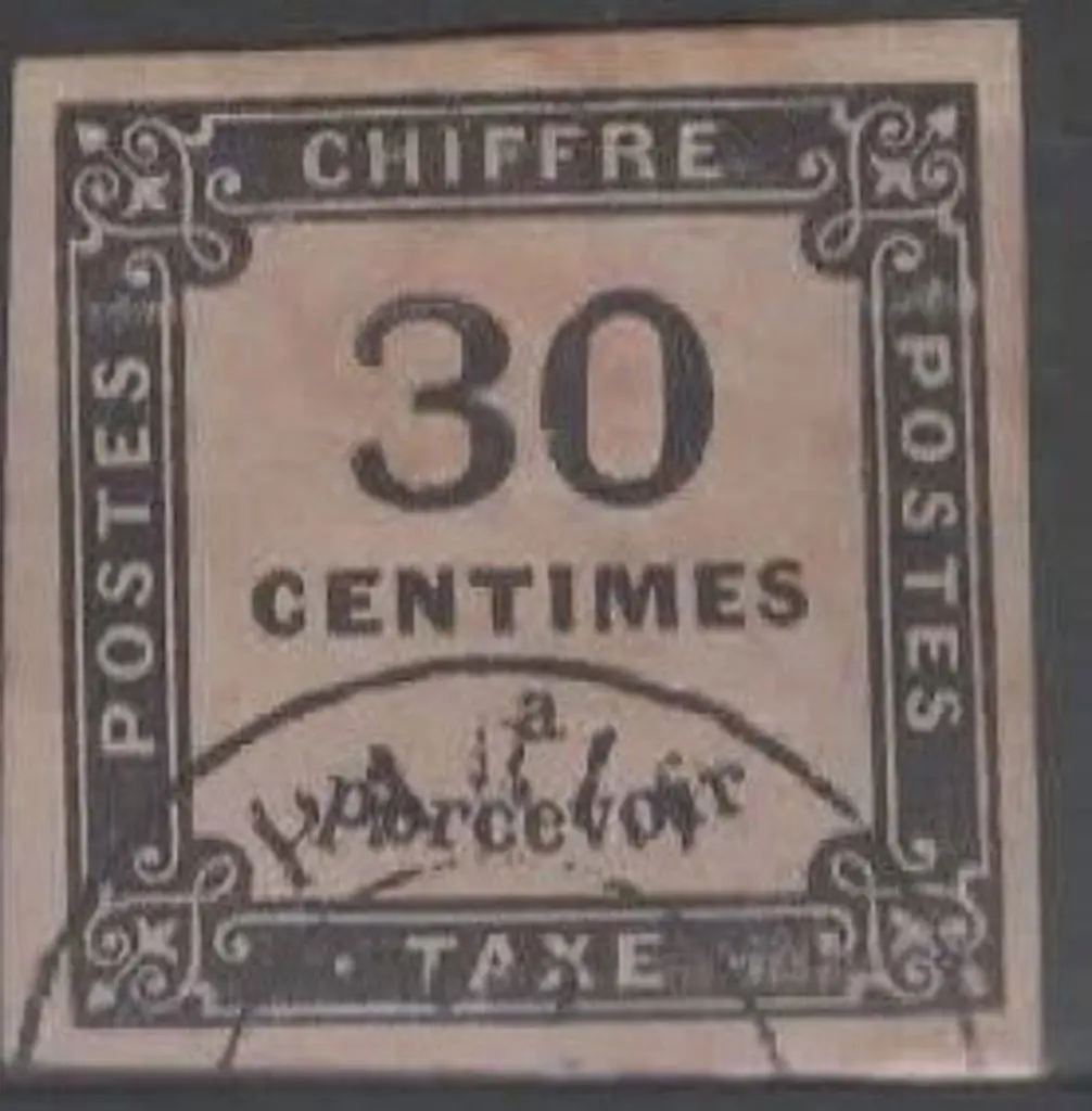 France 1871/78 30¢ black Postage Due with 4 clear ... Image 1++