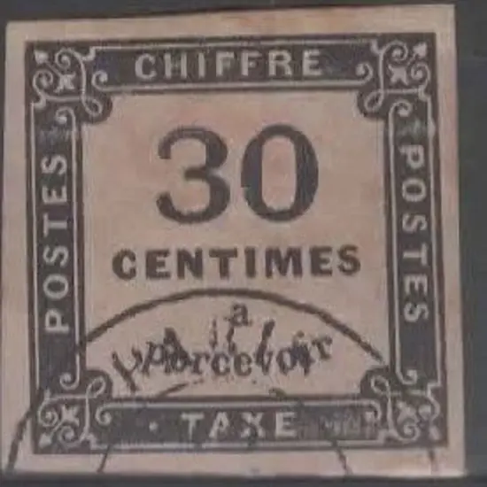 France 1871/78 30¢ black Postage Due with 4 clear ...
