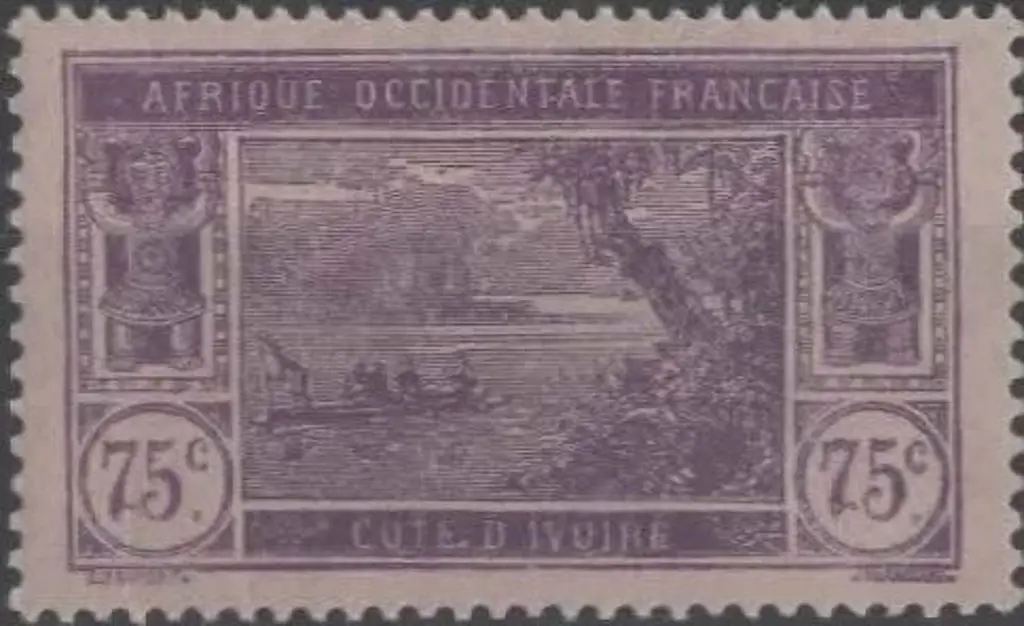 French Colonies-Ivory 1922/34 60 on 75c with ... Image 1++