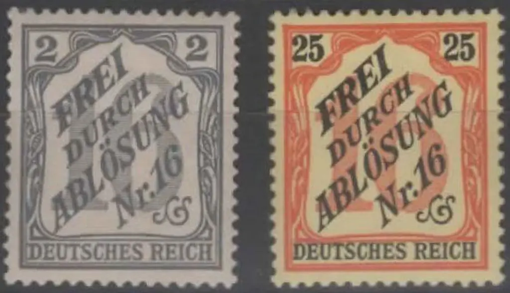 Germany 1905 2pf & 25pf Officials. MVLH pair of ... Image 1++