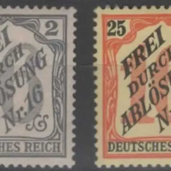 Germany 1905 2pf & 25pf Officials. MVLH pair of ...