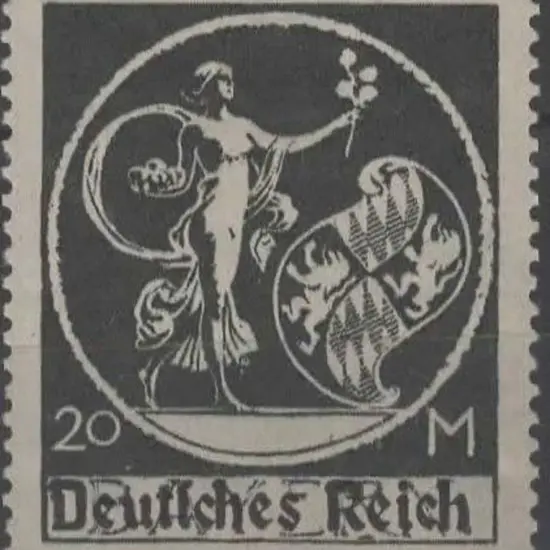 Germany 1920 "Deutsches Reich" ovpt on 20m Bavaria ...