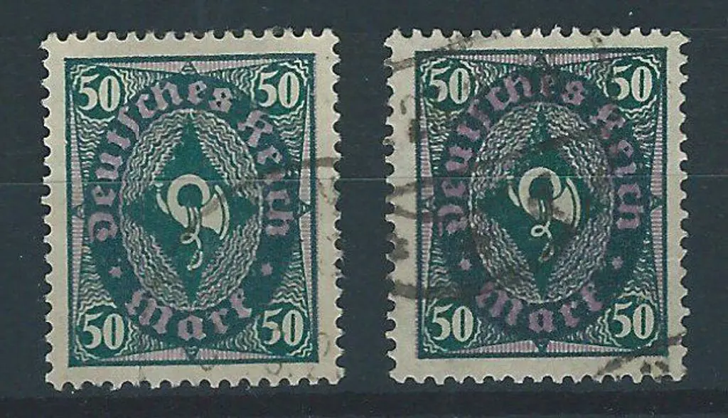 Germany 1922/23 50mk Posthorn on "fiscal" paper ... Image 1++