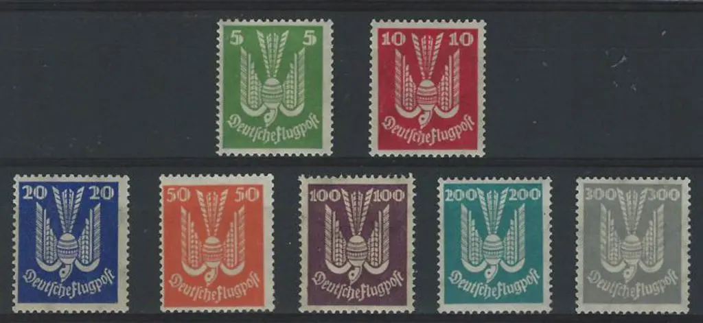 Germany 1924 Airs set of 7. MUH bar 100l which is ... Image 1++