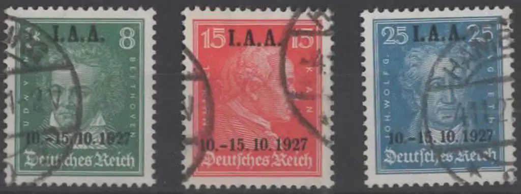 Germany 1927 ILO ovpts set of 3 F/U. A difficult ... Image 1++