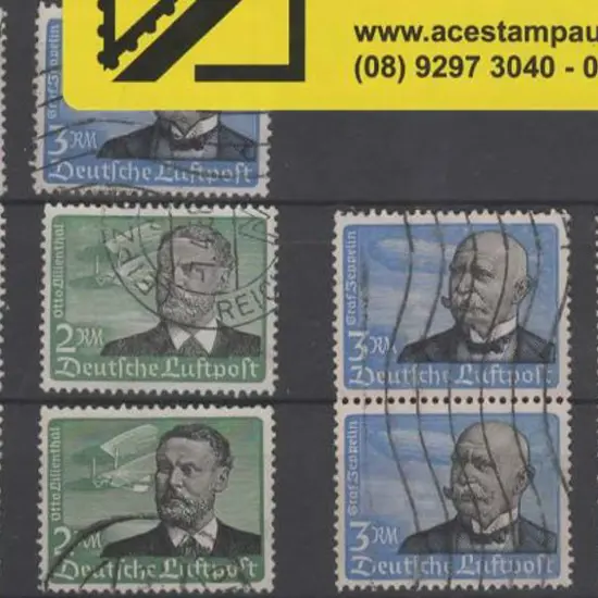Germany 1934 2m & 3m Airs with 5 of each good ...