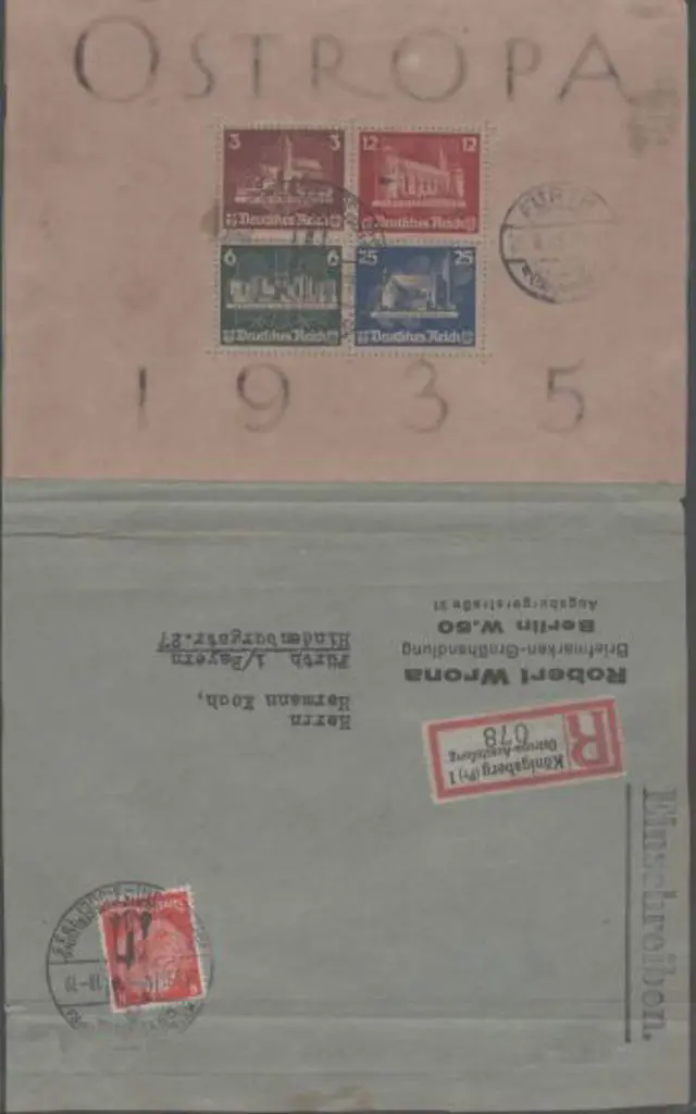 Germany 1935 OSTROPA M/S used on opened-out ... Image 1++