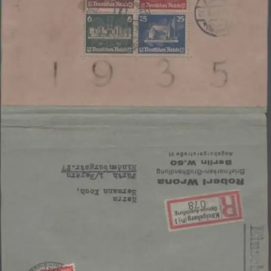 Germany 1935 OSTROPA M/S used on opened-out ...