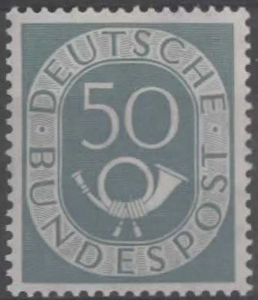 Germany West 1951/52 50pf blue-grey Posthorn. MUH. ... Image 1++