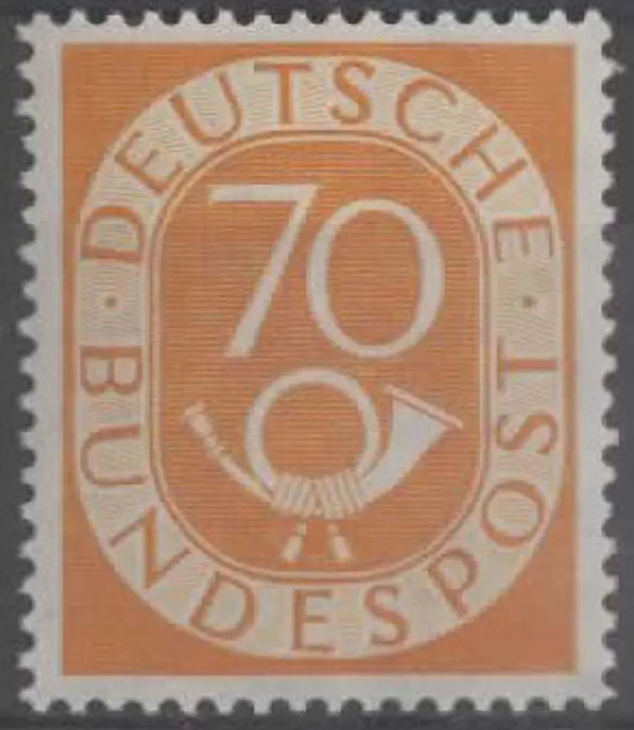 Germany West 1951/52 70pf yellow Posthorn. MUH. SG ... Image 1++