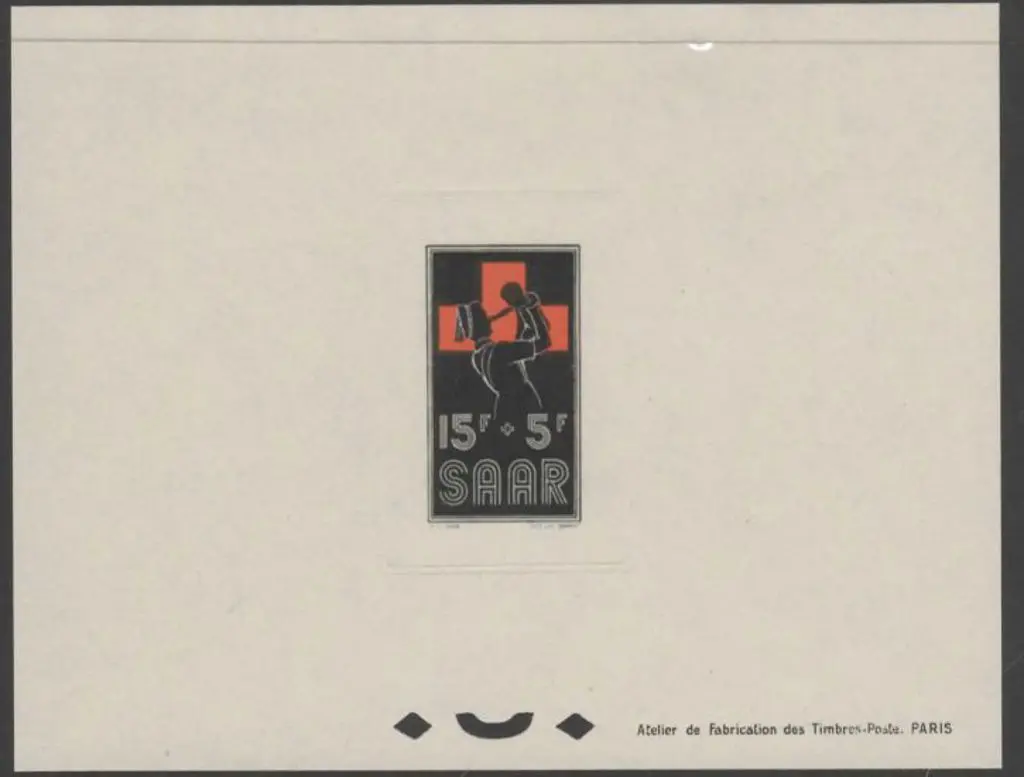 Germany-Saar 1955 15f+5f "Mother and Child" Red ... Image 1++