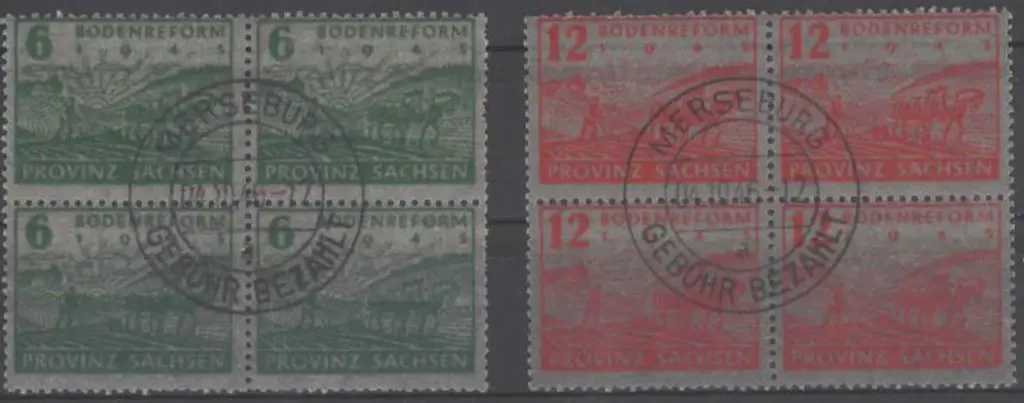 Germany-Saxony 1946 Land Reform pair on cigarette ... Image 1++