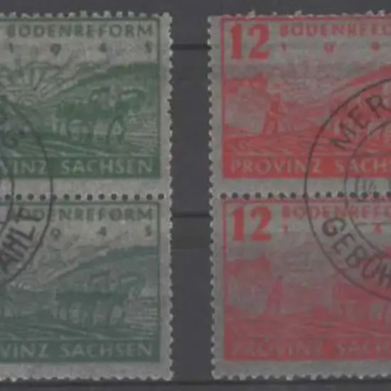 Germany-Saxony 1946 Land Reform pair on cigarette ...