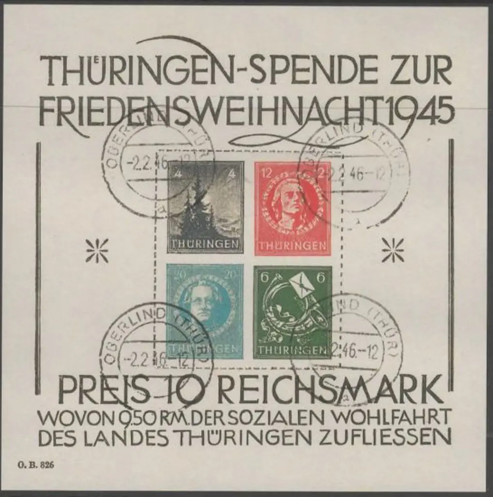 Germany-Thuringia 1945 "Christmas" M/S. CTO with ... Image 1++