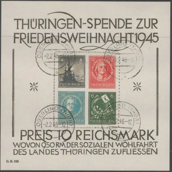 Germany-Thuringia 1945 "Christmas" M/S. CTO with ...
