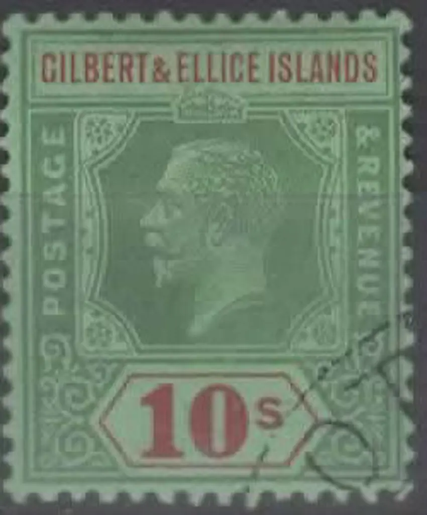 Gilbert & Ellice Is. 1922 10/- green & red on ... Image 1++
