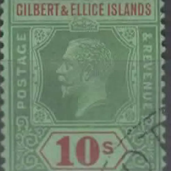 Gilbert & Ellice Is. 1922 10/- green & red on ...