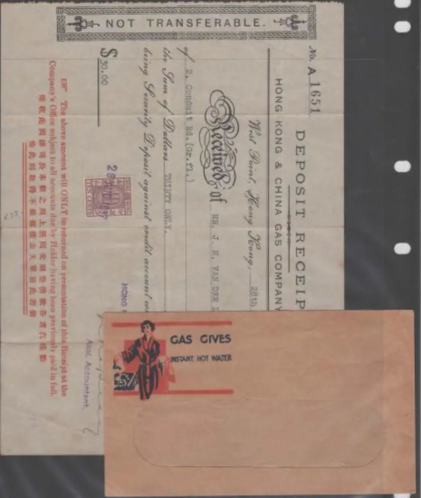 Hong Kong 1937 (28th Aug) Hong Kong & China Gas ... Image 1++