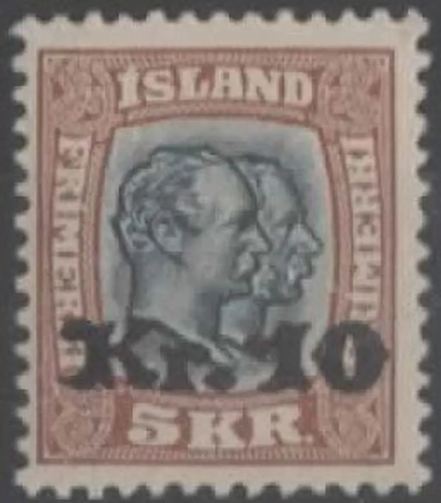 Iceland 1921/30 10k on 5k black & brown. Fresh ... Image 1++