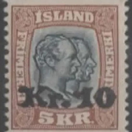 Iceland 1921/30 10k on 5k black & brown. Fresh ...