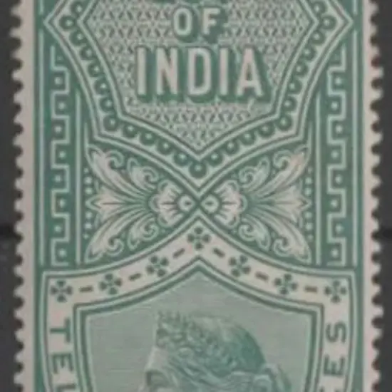 India 1890/91 10r blue-green Telegraphs ...