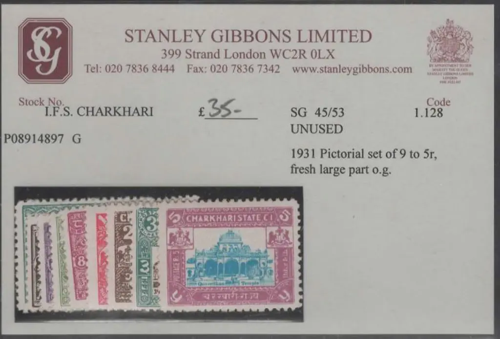 Indian States-Charkhari 1931 Pictorial set of 9 to ... Image 1++