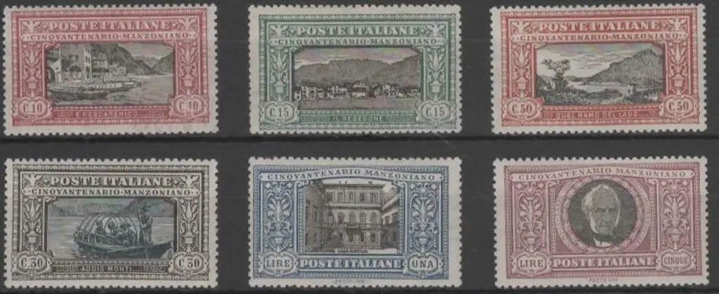 Italy 1923 Manzoni set of 6. Centering is above ... Image 1++