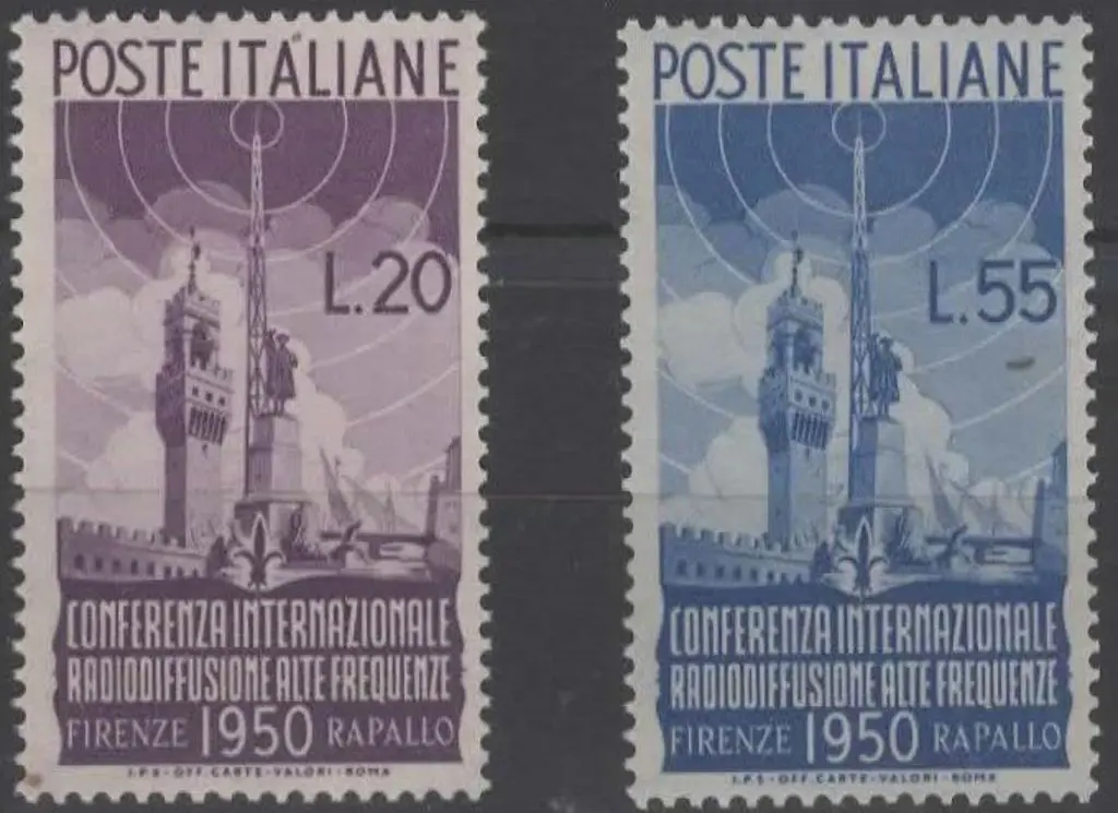 Italy 1950 Radio Conf. pair. Fresh & well centered ... Image 1++